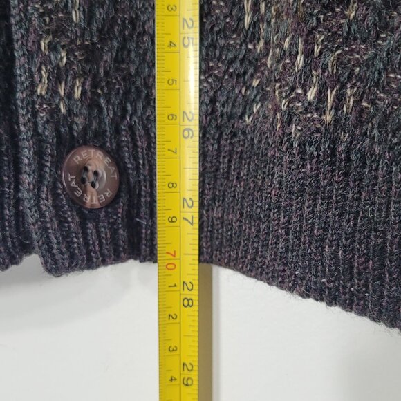 Retreat Vintage Men's Purple Tan Grey Plaid Sleeveless Button Down Knitted Vest - Picture 9 of 11
